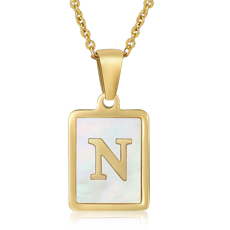 Wholesale Titanium Steel Shell Alphabet 18K Gold Necklace